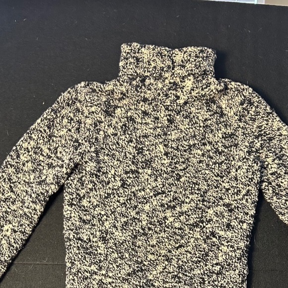 Ann Taylor Womens XS Speckled Turtleneck Sweater Merino Wool Nylon Black White - Picture 2 of 4